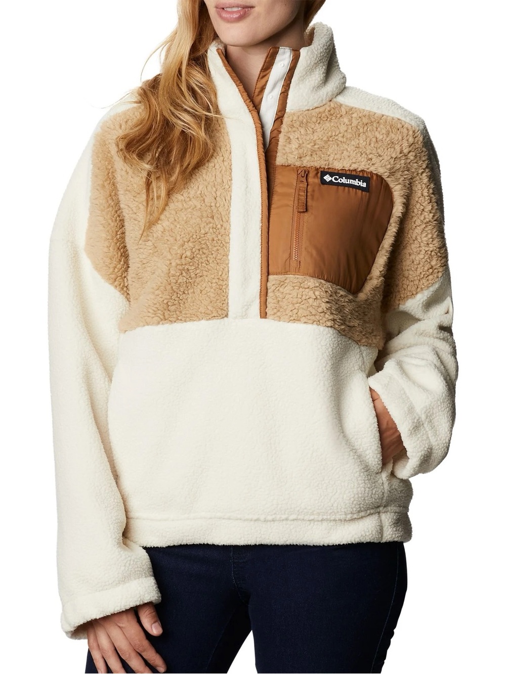 Columbia Women's Sherpa Quarter-Zip Jacket Sherpa pullover winter cold cozy L